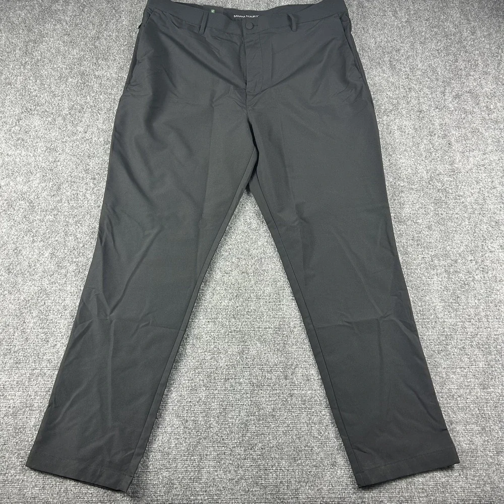 Banana Republic Dress Pants Mens 40x32 Black Flat Front Chino Work Casual‎